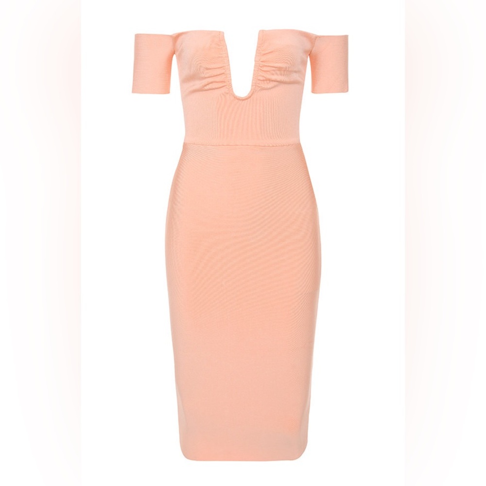 🆕HOUSE OF CB Celia Peach Wire Bandage Dress - Picture 4 of 6